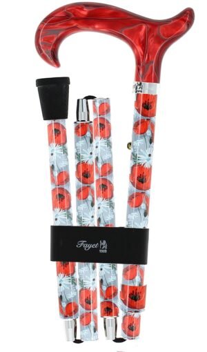 Canne pliante coquelicots